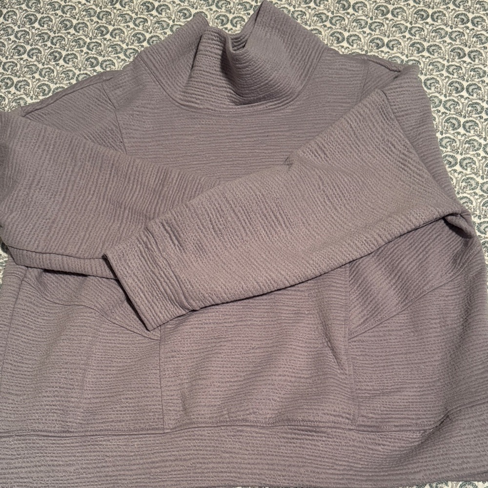 RBX Women's Textured Cowl Neck Sweater - lilac grayish color